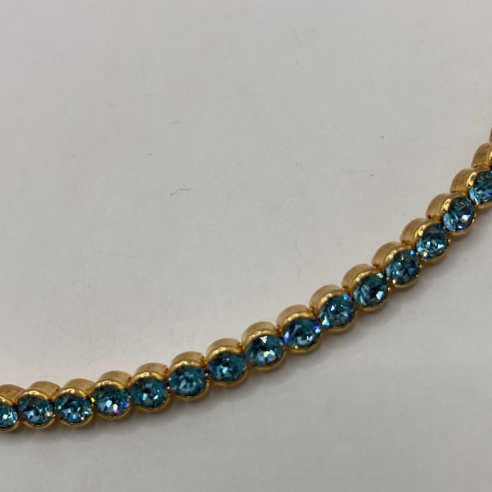 Joan Boyce Crystal Coil Necklace One Shine For All Aqua Goldtone M/L - Picture 10 of 10
